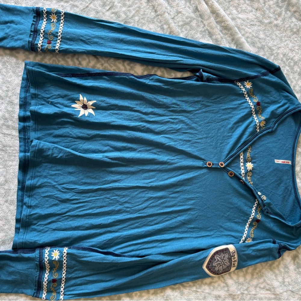 ALP N ROCK Women’s Blue Embroidered Long Sleeve Shirt